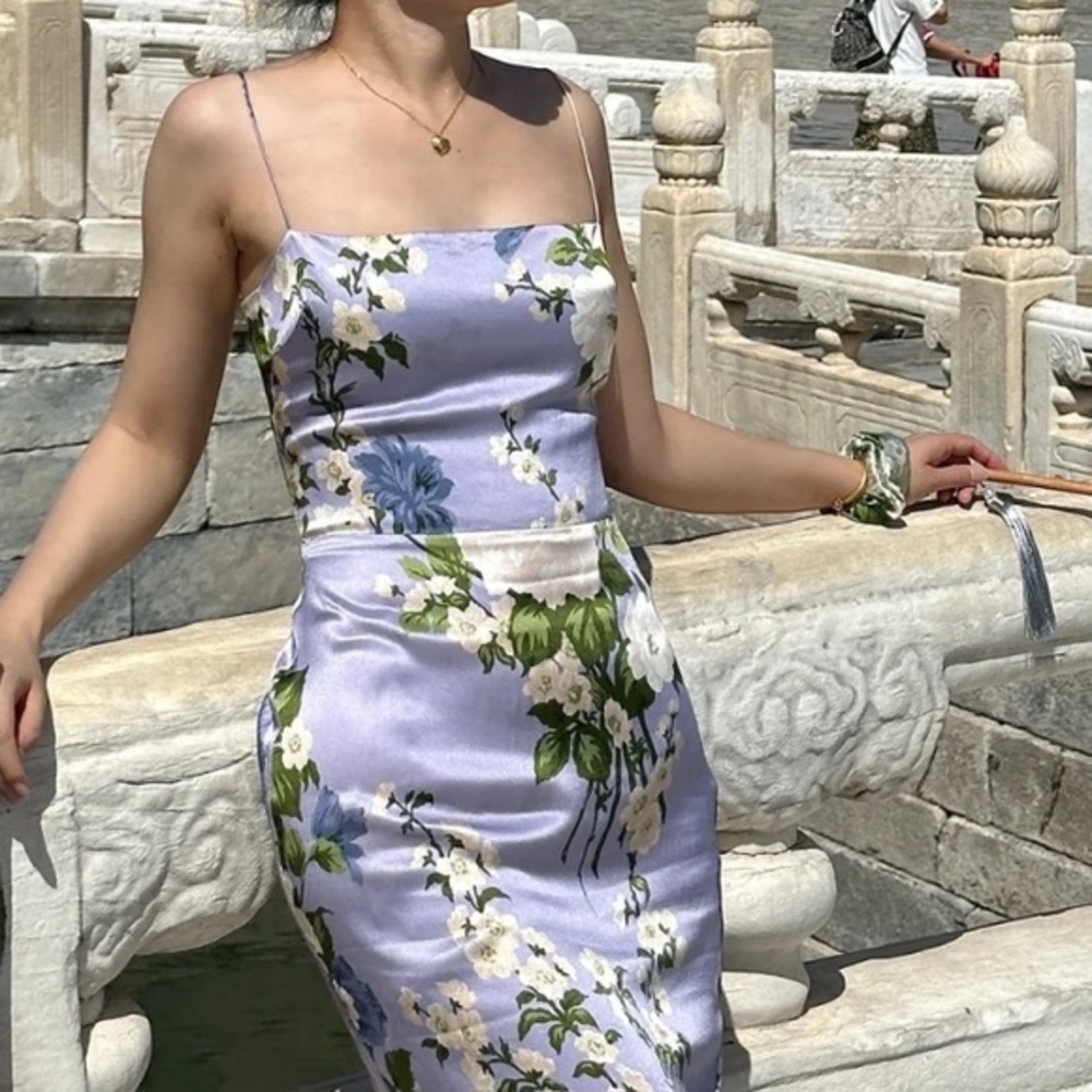 Reformation Frankie Silk Dress Garden Soiree